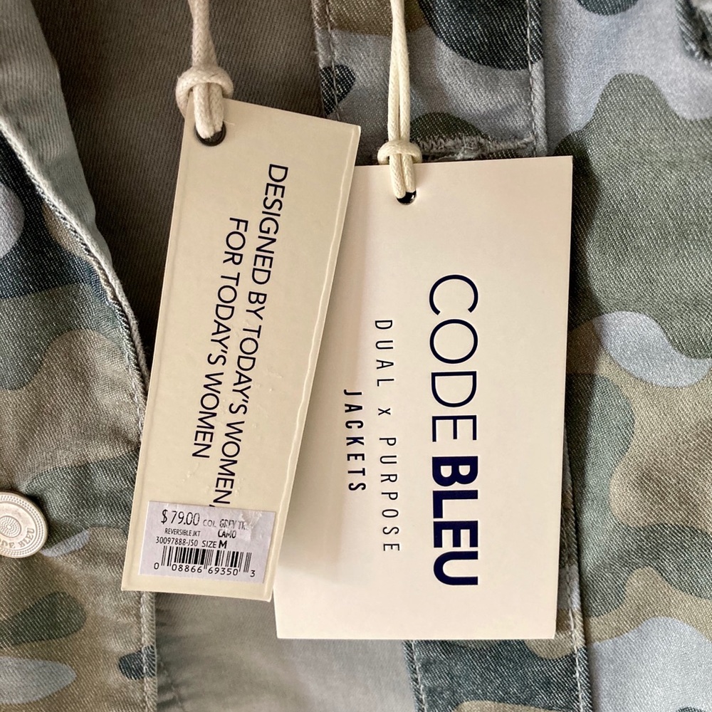 NWT Reversible Grey Camo Denim Jacket Code Bleu - Picture 3 of 6
